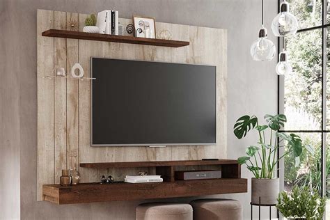 Painel Home Detalhe Ripado e Espelho Para TV de Até 60 Polegadas