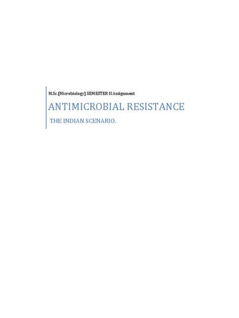 Antimicrobial Resistance: The Indian Scenario | PDF | Antimicrobial ... 