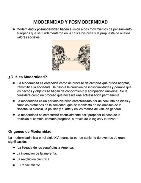 Modernidad Y Posmodernidad ¿qué Es Modernidad La Modernidad Es