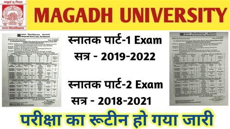 Magadh University Part 1 Exam 2021 Datesheet Magadh University Part 2