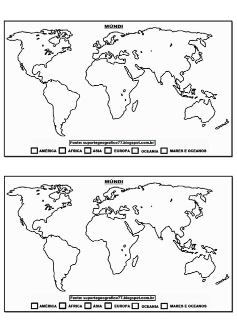 4 Mapas Para Colorir Atividade Sobre Os Continentes Suporte Geografico