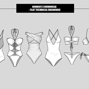 Women Swimwear Bikini Bra Top One Piece Swimsuit Editable Flat