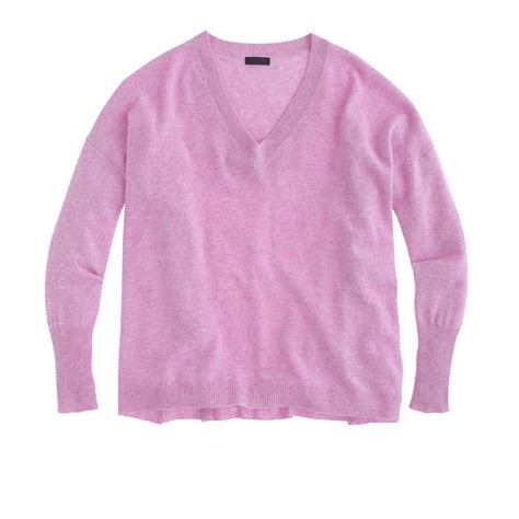 J Crew Collection Cashmere Boyfriend V Neck Sweater In Purple Hthr