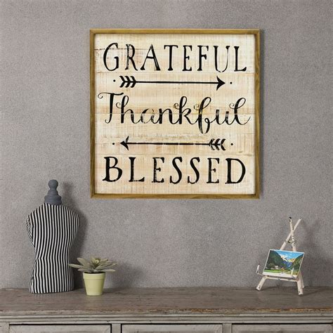 LuxenHome Rustic Wood Inspirational Grateful Thankful Blessed Wall Decor | Homesquare