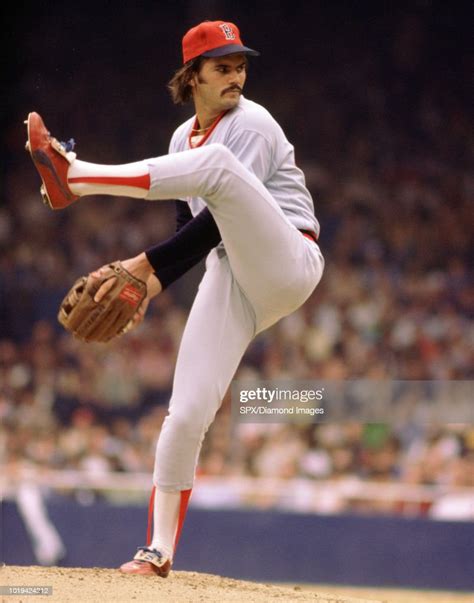 Dennis Eckersley, of the Boston Red Sox, pitching during a game from ...