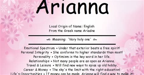 First Name Creations: Arianna Name Meaning And Analysis