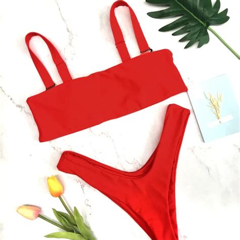 Minimalism Le 2018 New Solid Bikini Set Women Swimwear Sexy Summer