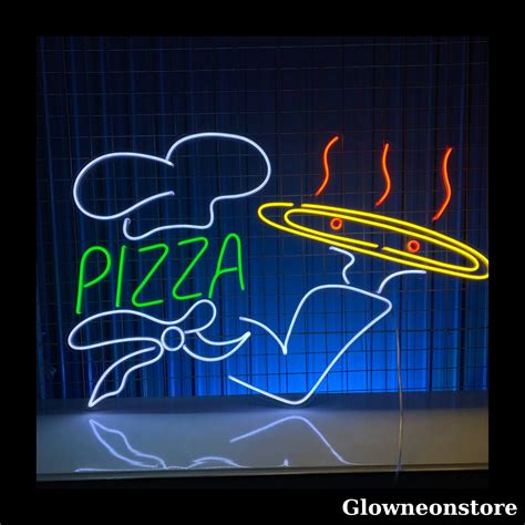 Glowneon Chef Pizza Neon Sign Pizza Led Sign Welcome Open Italian