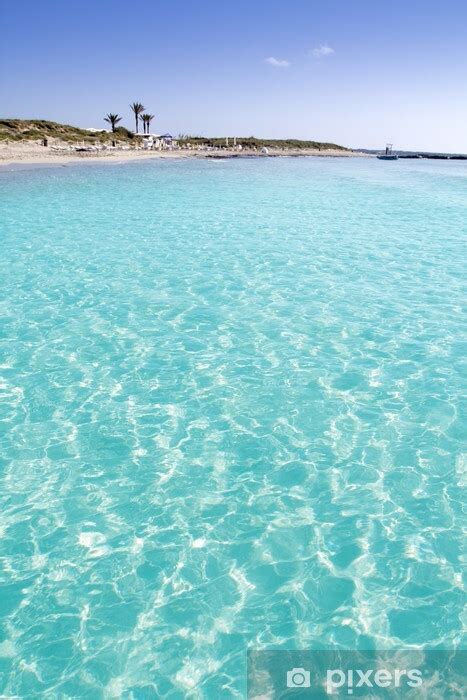 Transparant Gordijn Illetas Illetes Turquoise Strand Wal Formentera