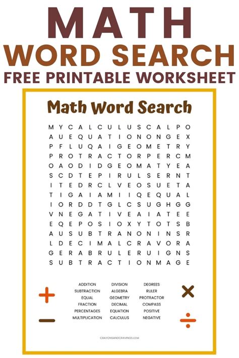 Free Printable Word Search Math Terms