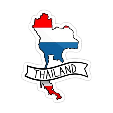 Thailand Flag Map Sticker Sticker For Sale By Drawingvild Thailand