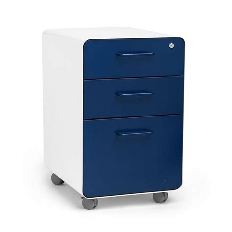 Poppin® White + Navy Stow 3-drawer File Cabinet, Rolling | Filing cabinet, Rolling file cabinet ...