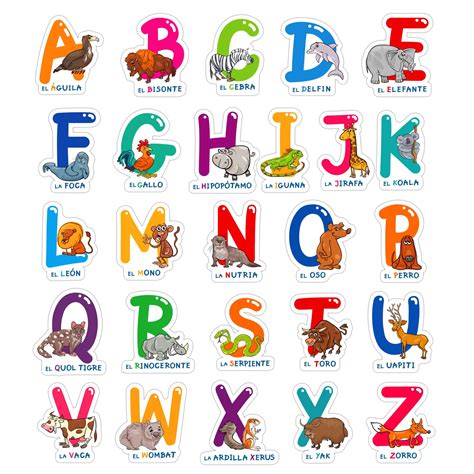 Buy D24TIME Spanish Animal Alphabet ABC Letters Animal Cutouts Español ...