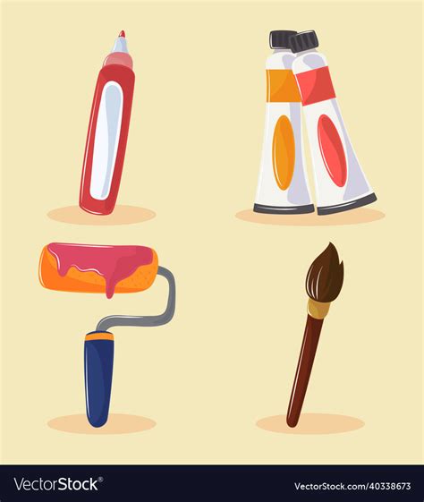 Collection art tools Royalty Free Vector Image