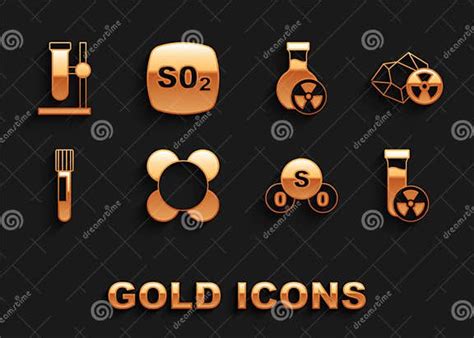 Set Molecule Radioactive Test Tube With Toxic Liquid Sulfur Dioxide
