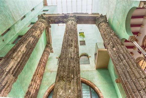 Roman Columns Of The Temple Of Augustus Barcelona Catalonia S