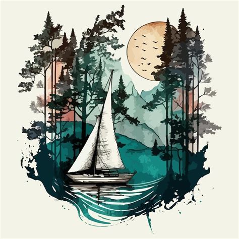 Premium Vector | Watercolor painting of a sailboat