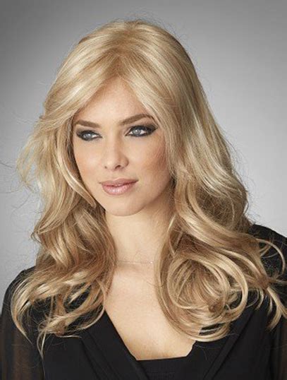 Blonde Wavy Remy Human Hair Nice Long Wigs Mono Long Top Piece Wig