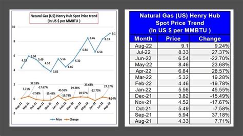 Henry Hub Natural Gas Monthly Spot Price August 2022