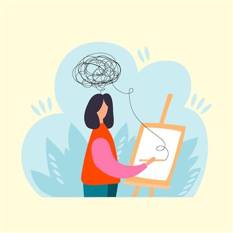 Premium Vector | Art therapy. The girl is engaged in drawing for mental health, peace of mind.