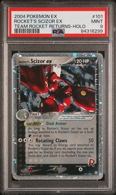 2004 Pokemon Ex Team Rocket Returns 101 Rocket S Scizor Ex Holo PSA 9