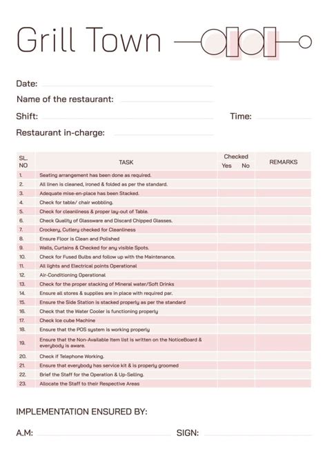 Free Vintage Restaurant Bathroom Cleaning Checklist Template