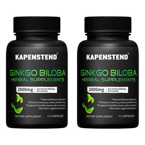 Ginkgo Biloba Capsules Supports Brain And Heart Health Memory And Concentration Added Black