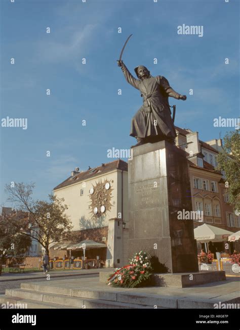 Statue Of Jan Kilinski Warsaw Old Town Mazovia Poland Stock Photo