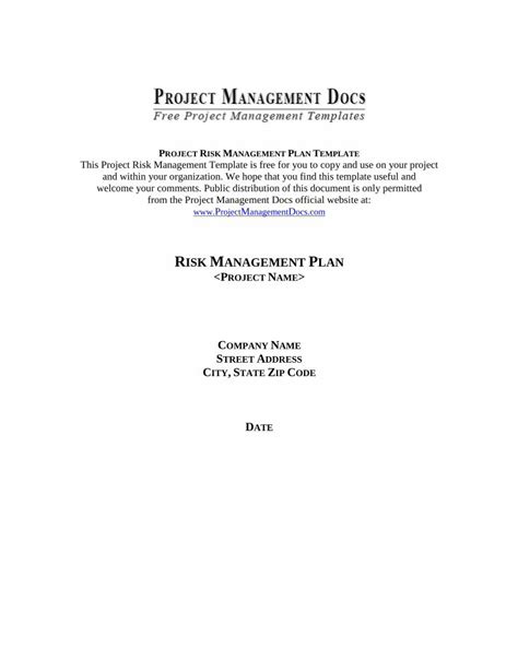 (PDF) Risk Management Plan · PDF filePROJECT RISK MANAGEMENT PLAN ...