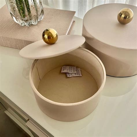 Caixa Decorativa Em Mdf Revestimento Em Pu G Nude D F Home Decor