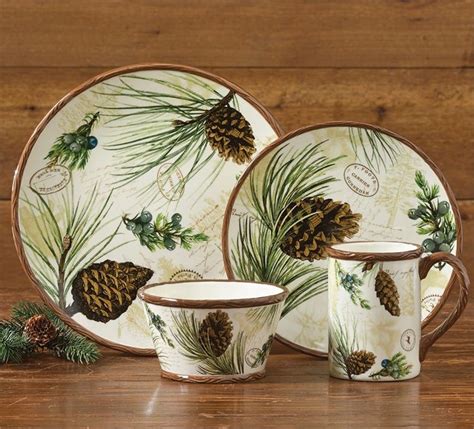 Pine Forest Dinnerware Rustic Dinnerware Black Forest Decor Lodge Decor