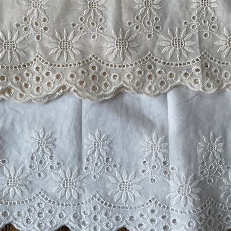 Floral White Cotton Eyelet Lace Trim Sewing Notions Quilting Slow