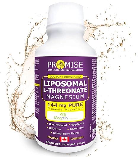 Promise Liposomal Magnesium L Threonate Liquid Supplement With Magtein 144 Mg Of Elemental