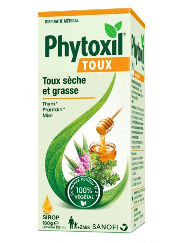 Sirop toux PHYTOXIL miel plantain thym toux sèche et toux grasse