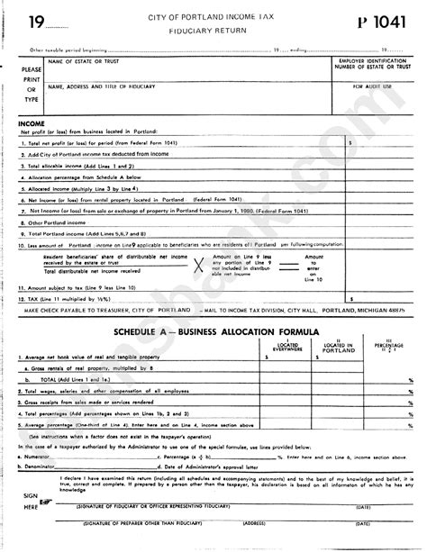 Printable Income Tax Forms 1041