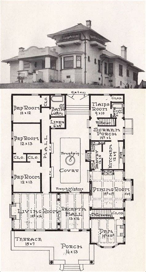 House Floor Plans 1910s 1930s Courtyard House Plans Sims House