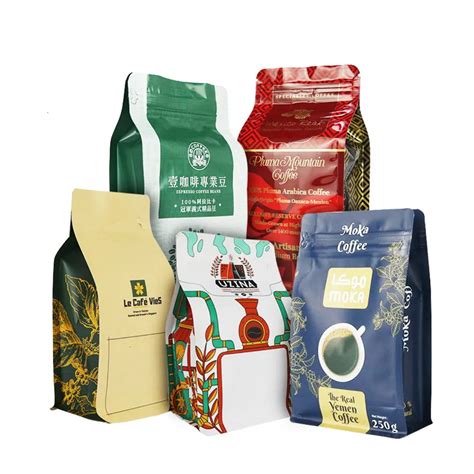 Custom Printed Flat Bottom Coffee Packaging Bag Wholesale