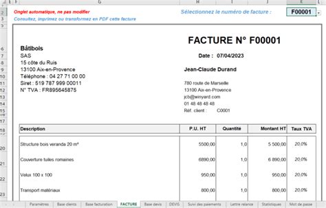 Devis Facture Artisan Excel Modèle Gratuit Logiciel Simple