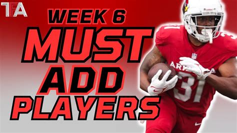 Week 6 Must Add Waiver Wire Pickups Fantasy Football Advice Youtube