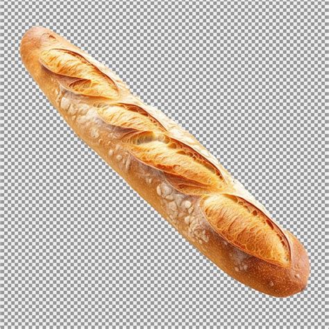 Freshly Baked Baguette Isolated On White Background Top View Premium