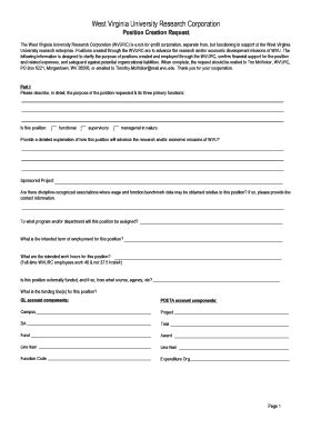 Fillable Online Hr Archived Research Wvu Position Creation Request Form