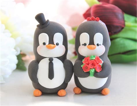 Custom Penguin Cake Toppers Wedding LARGER Size By PassionArte