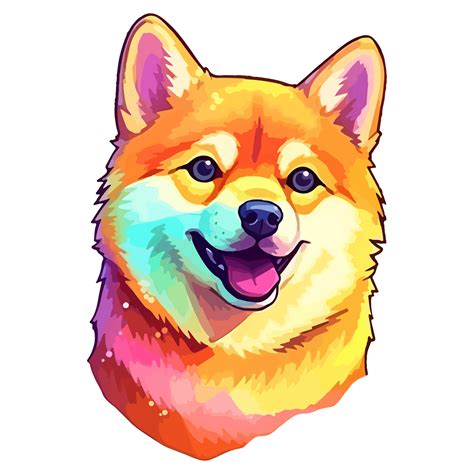 Colorful Shiba Inu Dog, Shiba Inu Portrait, Dog Sticker Clip art, Dog ...