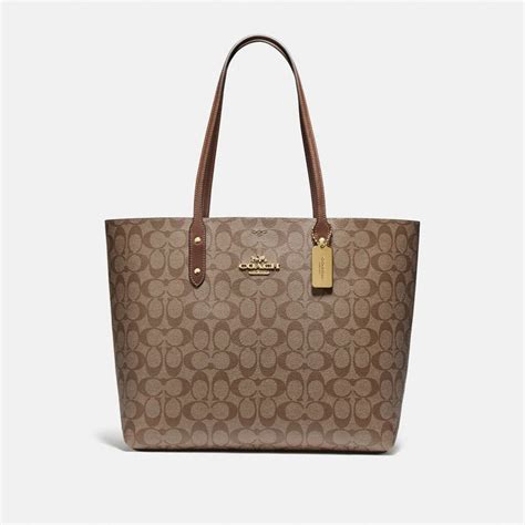 Authentic Coach Town Tote In Signature Canvas Luxury Bags Wallets On