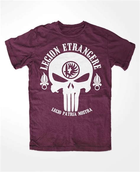 Legion Foreigner Skull T Shirt Burgund Foreign Legion Legio Patria