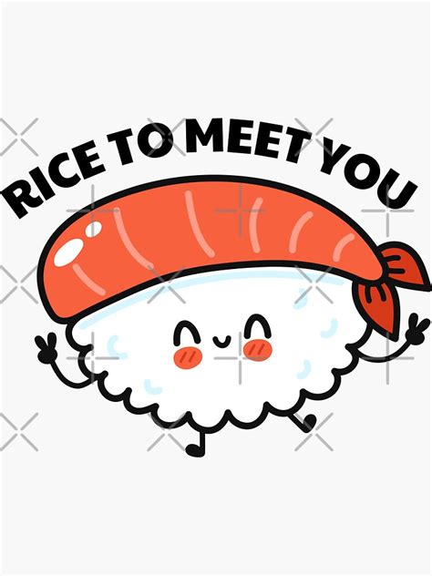 Rice To Meet You Cute Food Pun Sticker For Sale By Namleo Redbubble