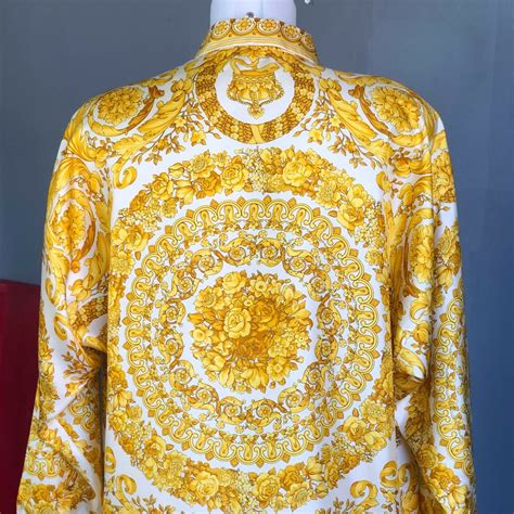 Gianni Versace Ivory And Gold Silk Shirt Baroque Print … Gem