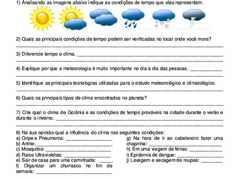 Escola Di Genes Ribeiro De Lima Geografia Ano Ef B O Tempo E O