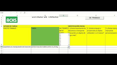 Identificación inicial de Manejo Manual de Cargas MMC Herramienta