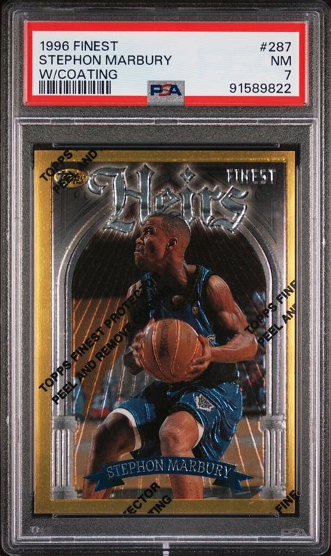 1996 97 Topps Finest Stephon Marbury Heirs W Coating Rookie 287 PSA 7